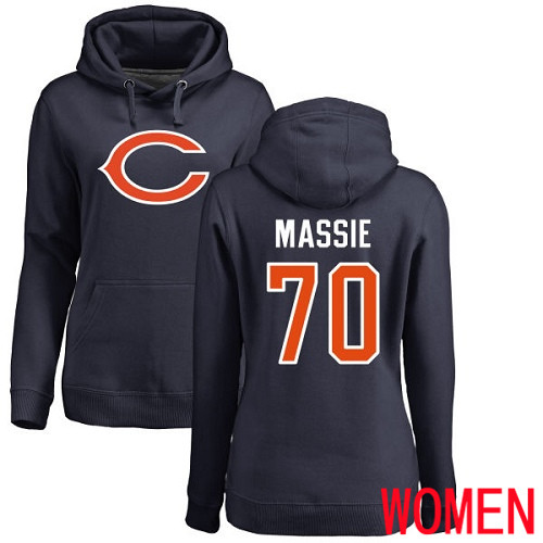Chicago Bears Navy Blue Women Bobby Massie Name and Number Logo NFL Football #70 Pullover Hoodie Sweatshirts->nfl t-shirts->Sports Accessory